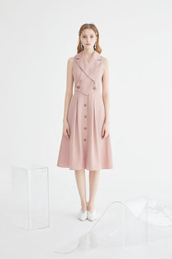 Lapel Collar A-line Dress - BLANCORE
