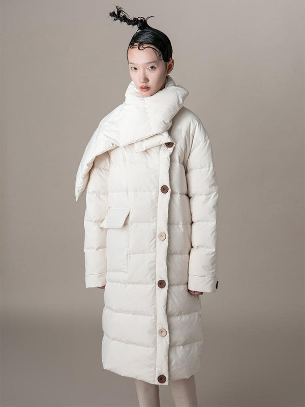 Lapel Lap Style Puffer Coat - BLANCORE