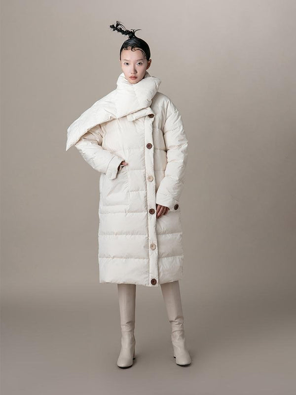 Lapel Lap Style Puffer Coat - BLANCORE