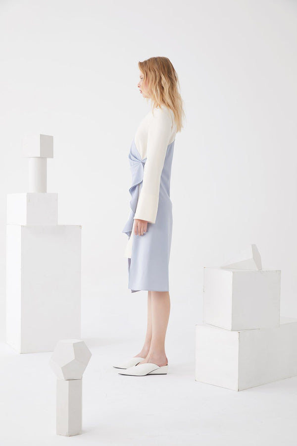 Layered Satin Wrap Dress - BLANCORE
