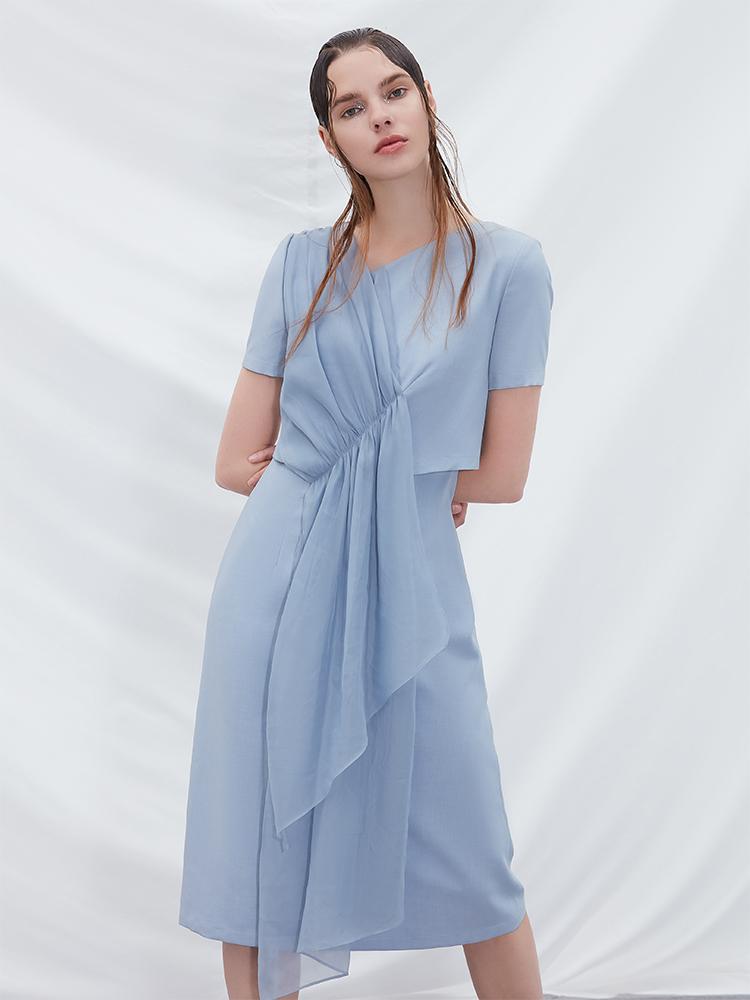 Mesh Panel Double Layer Dress - BLANCORE