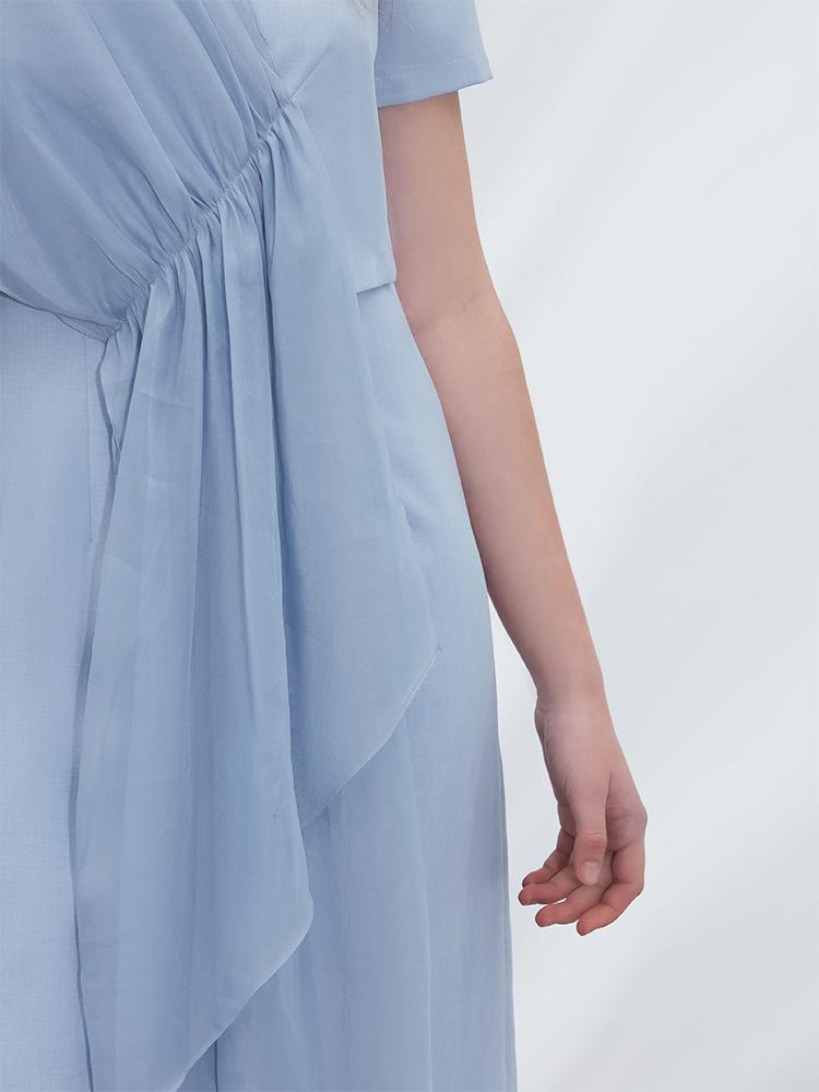 Mesh Panel Double Layer Dress - BLANCORE
