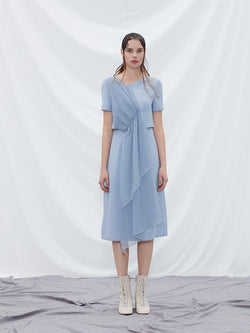 Mesh Panel Double Layer Dress - BLANCORE