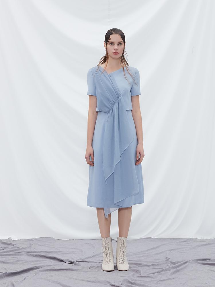 Mesh Panel Double Layer Dress - BLANCORE