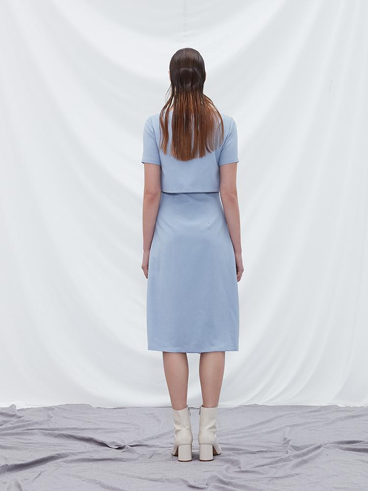 Mesh Panel Double Layer Dress - BLANCORE