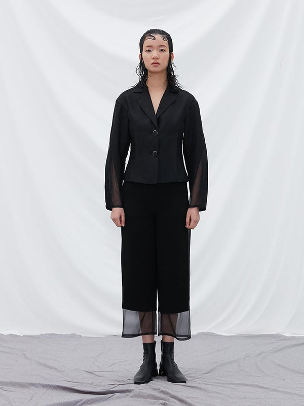 Mesh Panel Waisted Outerwear - BLANCORE