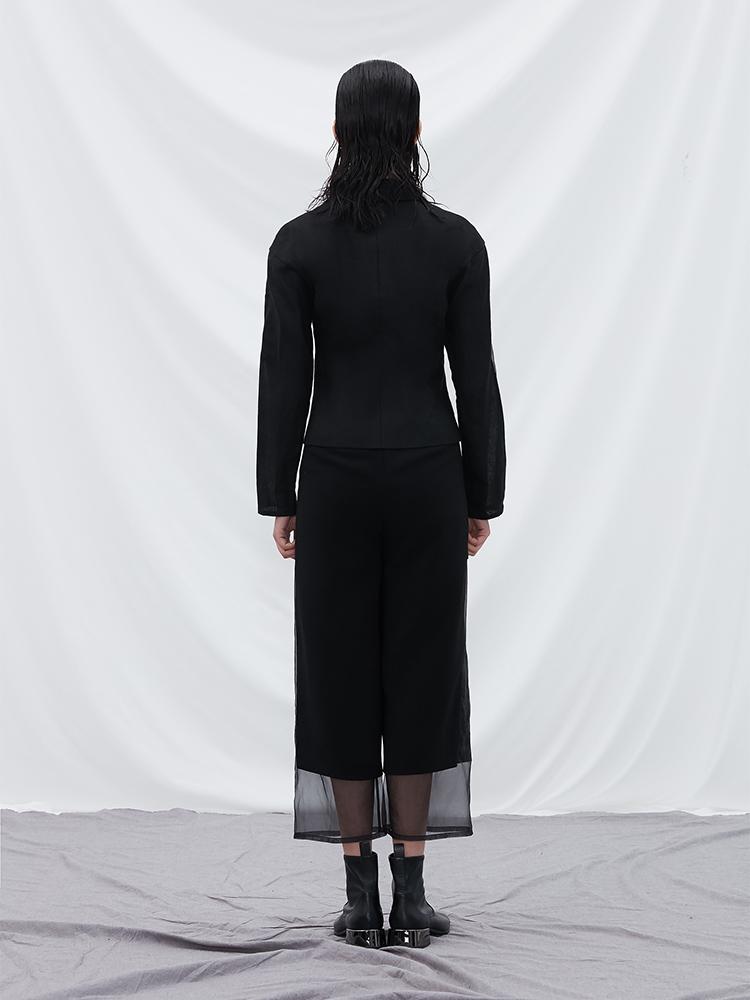 Mesh Panel Waisted Outerwear - BLANCORE