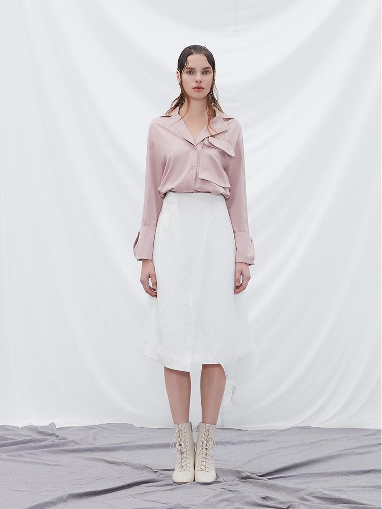 Mesh Panel Wrap Skirt - BLANCORE