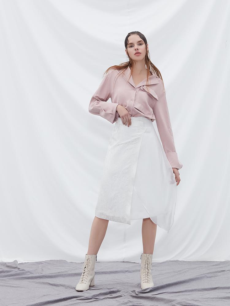 Mesh Panel Wrap Skirt - BLANCORE