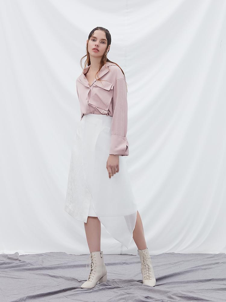 Mesh Panel Wrap Skirt - BLANCORE