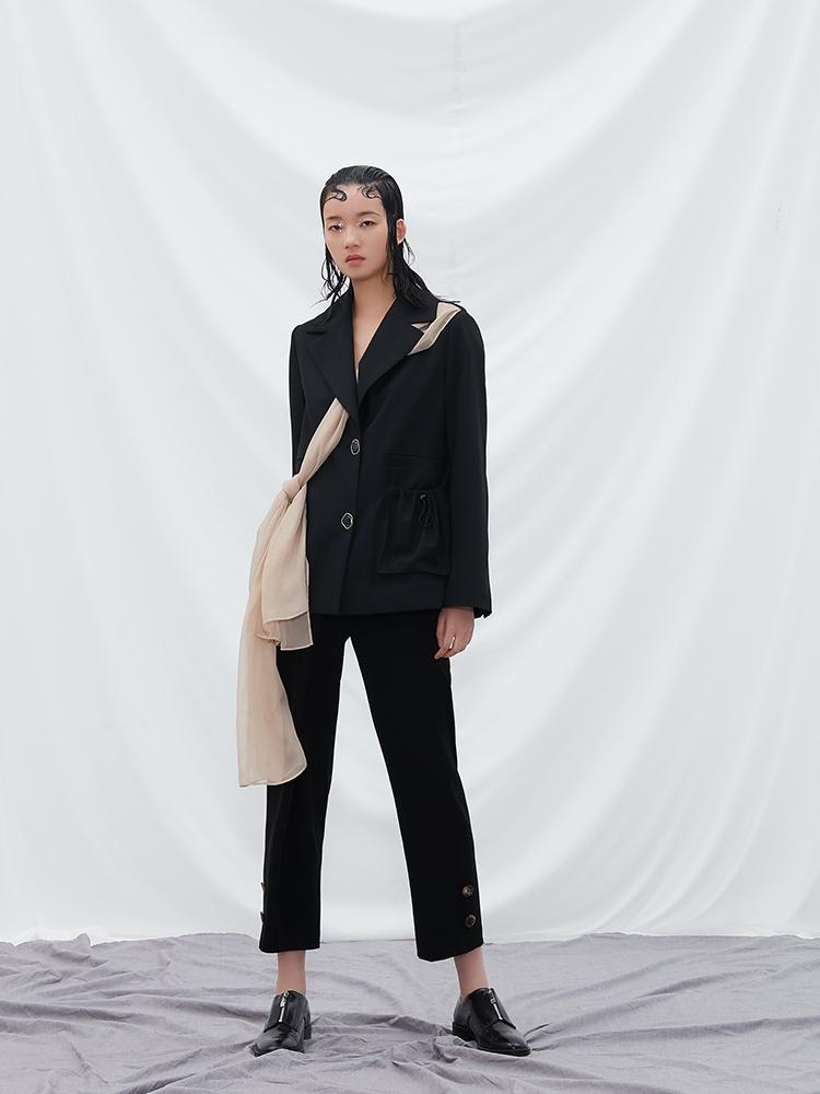 Mesh Paneled Blazer - BLANCORE