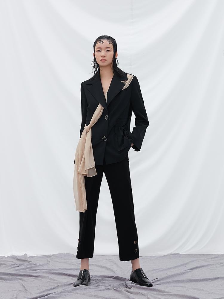 Mesh Paneled Blazer - BLANCORE