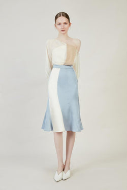 Mesh Paneled One Shoulder Top - BLANCORE