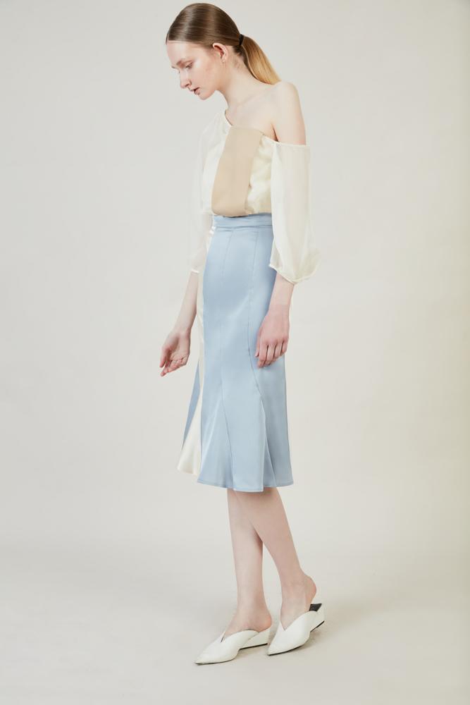 Mesh Paneled One Shoulder Top - BLANCORE