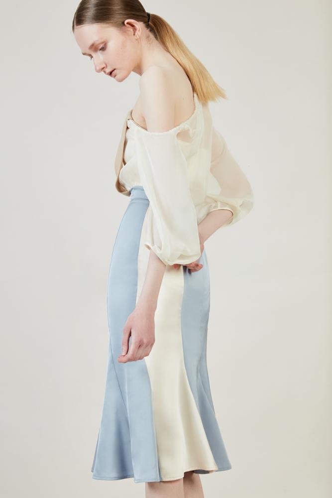 Mesh Paneled One Shoulder Top - BLANCORE