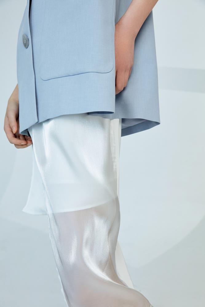 Mesh Paneled Puff Sleeve Outerwear - BLANCORE