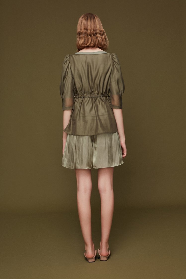 Mesh Paneled Top with Knotted Details - BLANCORE