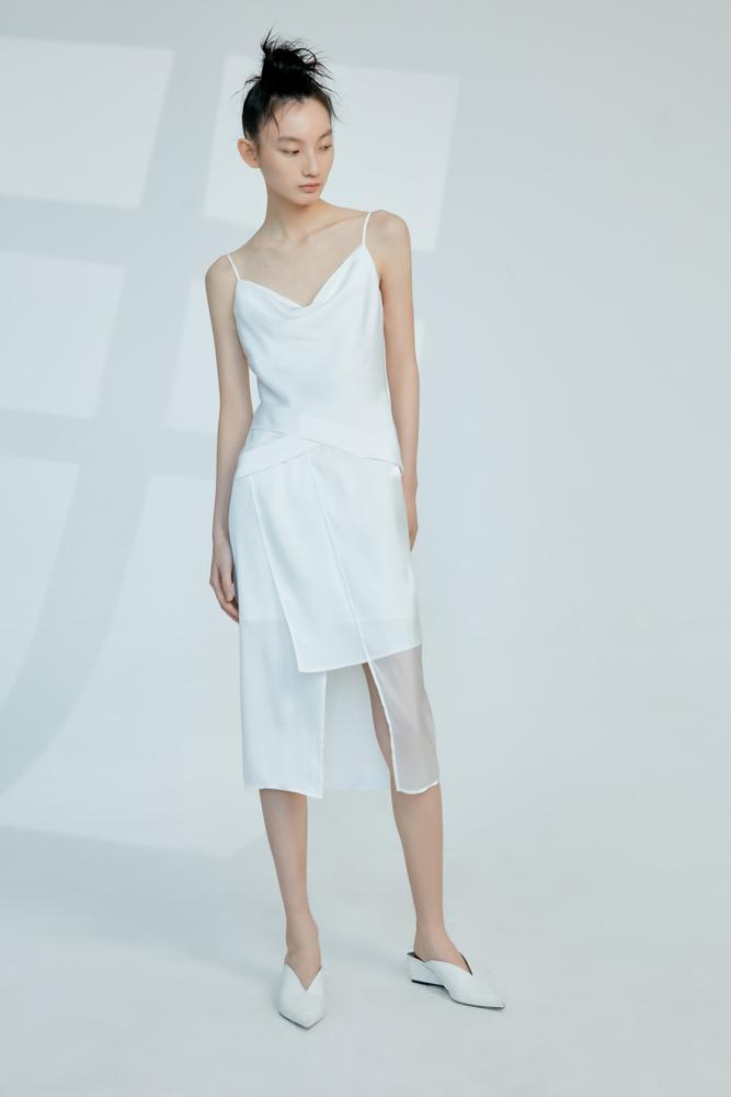 Mesh Panelled Slip Dress - BLANCORE