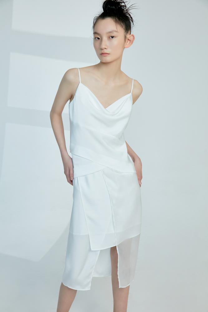 Mesh Panelled Slip Dress - BLANCORE
