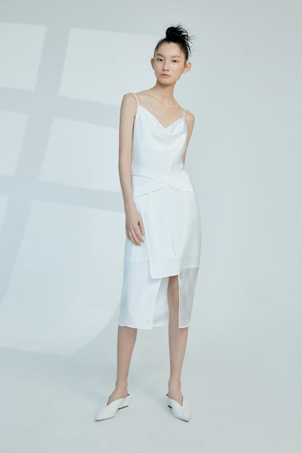 Mesh Panelled Slip Dress - BLANCORE