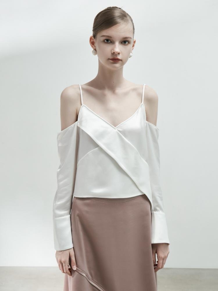 Off-Shoulder Lapel Top - BLANCORE