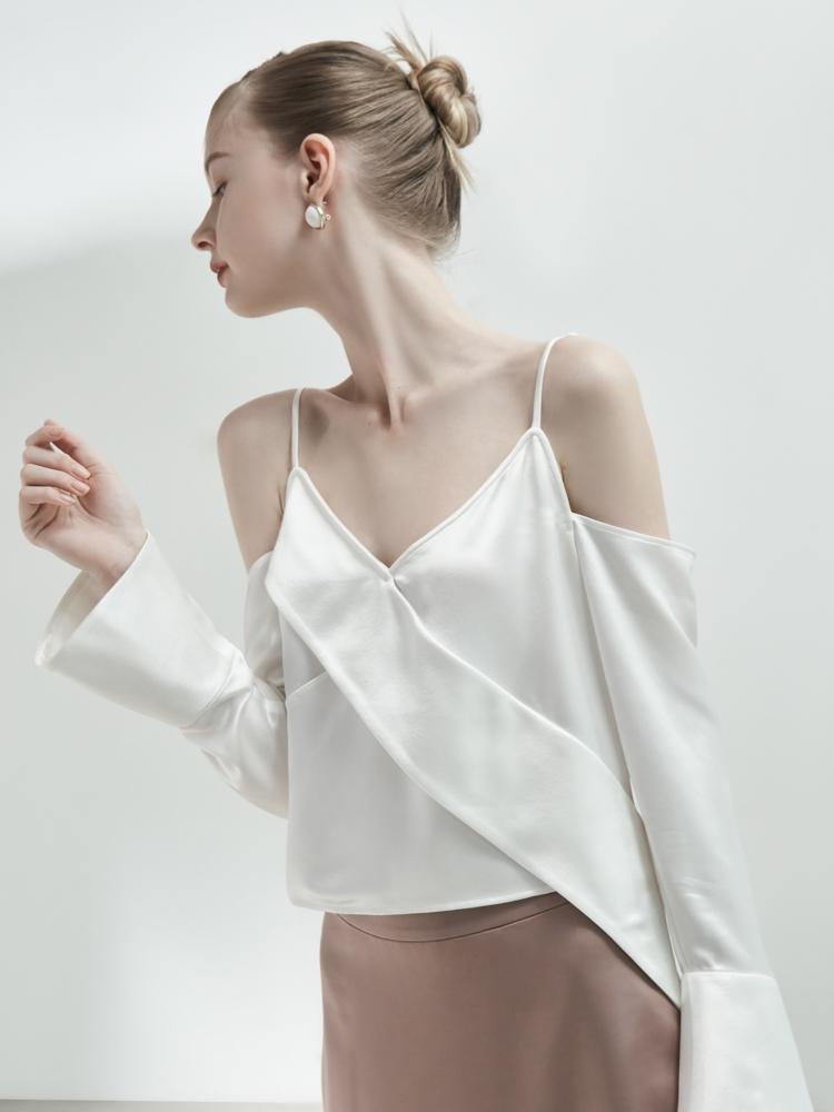 Off-Shoulder Lapel Top - BLANCORE
