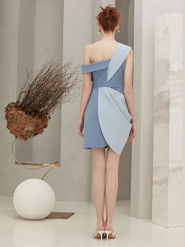 One Shoulder Dress with Bow - BLANCORE