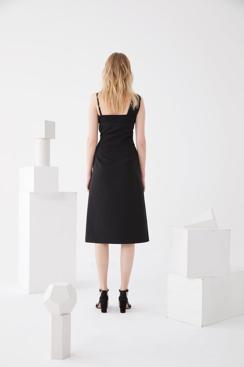 One- Shoulder Dress with Detailed Button - BLANCORE
