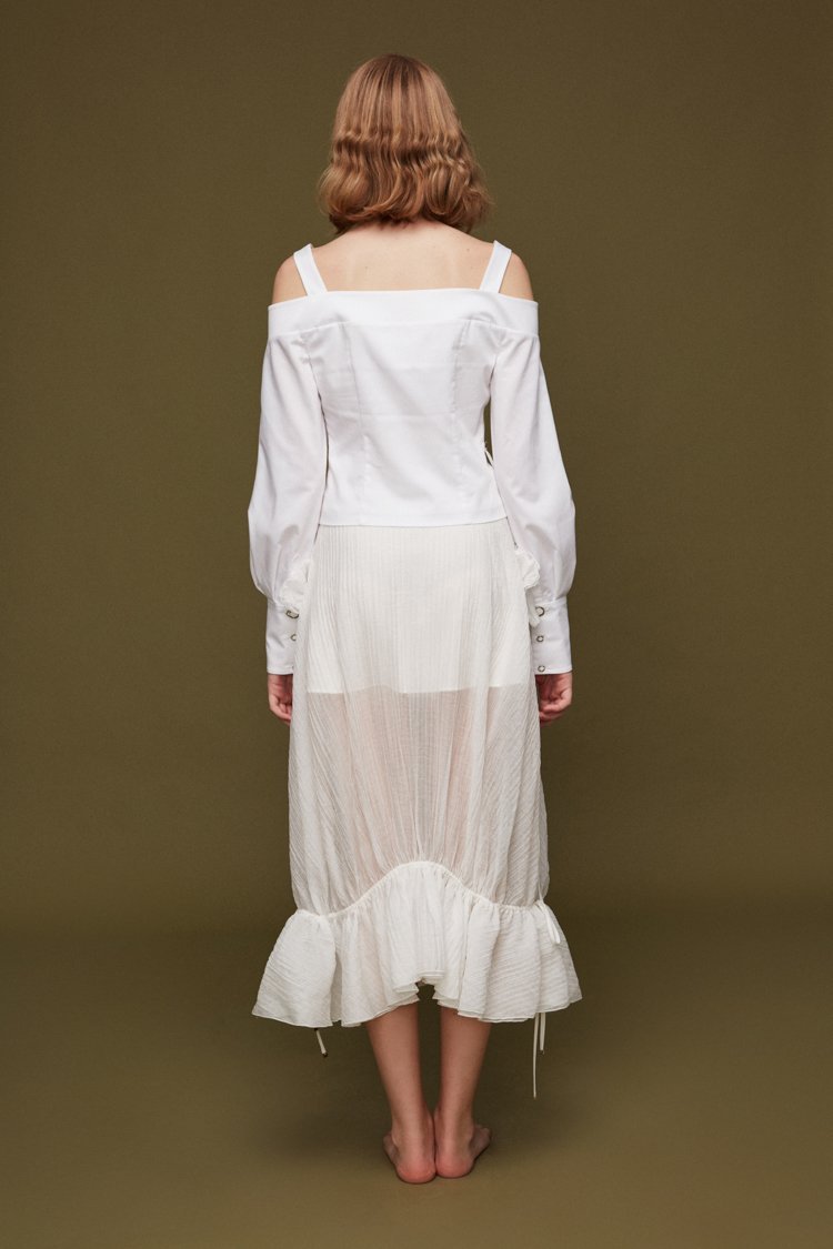 Open-Shoulder Waist Top - BLANCORE