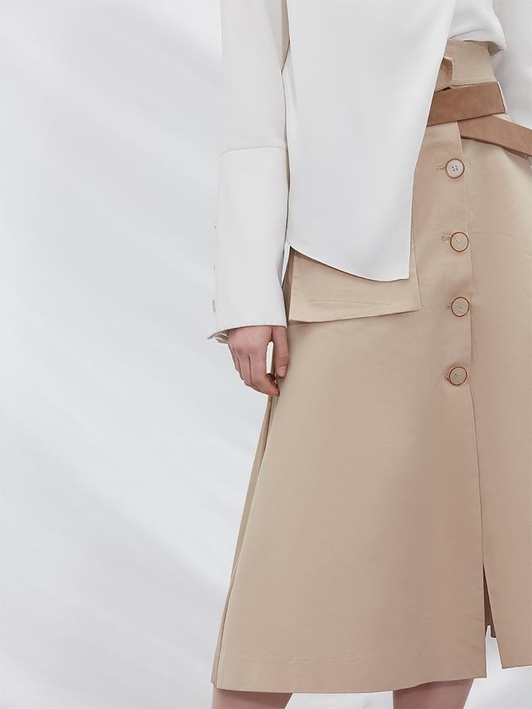 Overlapping Trench Skirt - BLANCORE