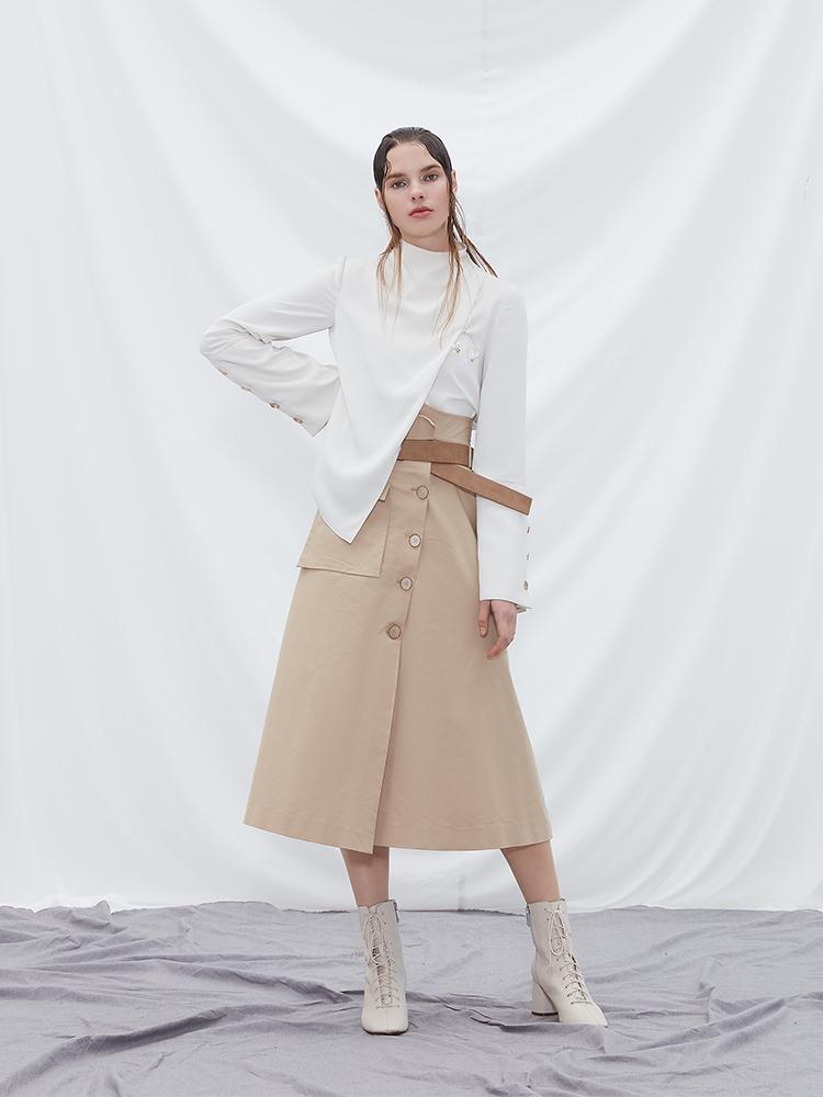 Overlapping Trench Skirt - BLANCORE