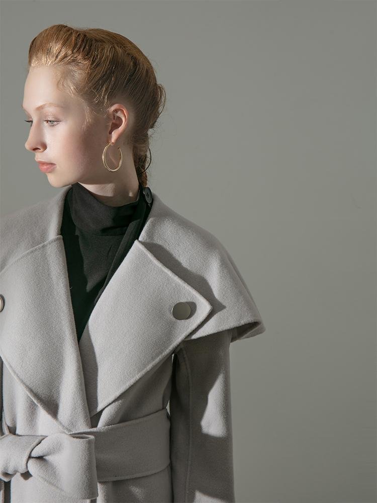Oversized Lapel Wool Coat - BLANCORE