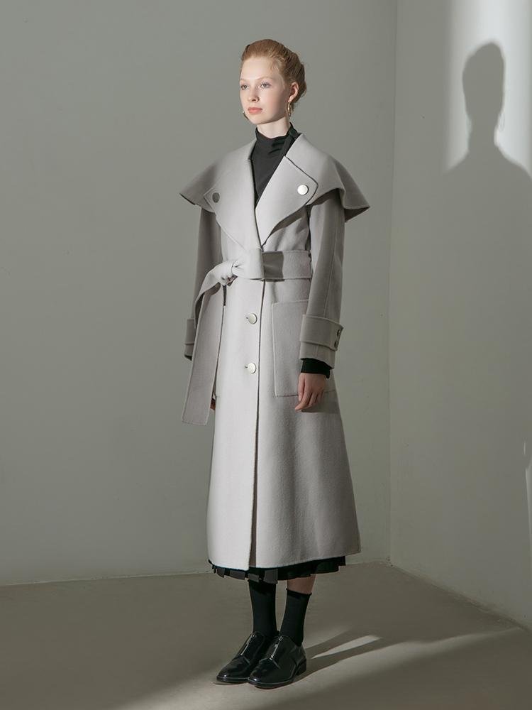 Oversized Lapel Wool Coat - BLANCORE