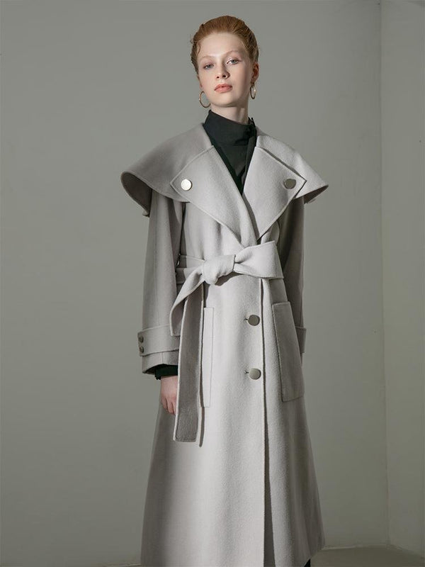 Oversized Lapel Wool Coat - BLANCORE