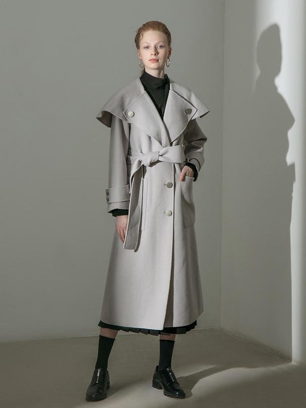 Oversized Lapel Wool Coat - BLANCORE