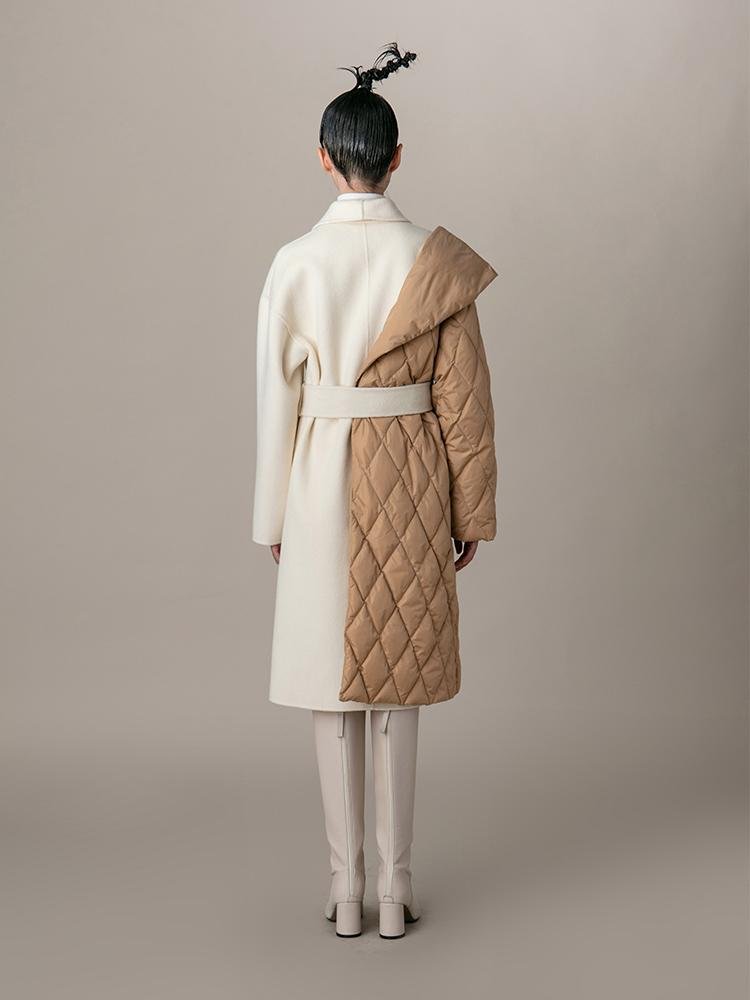 Paneled Coat With Color Block Puffer Detail - BLANCORE