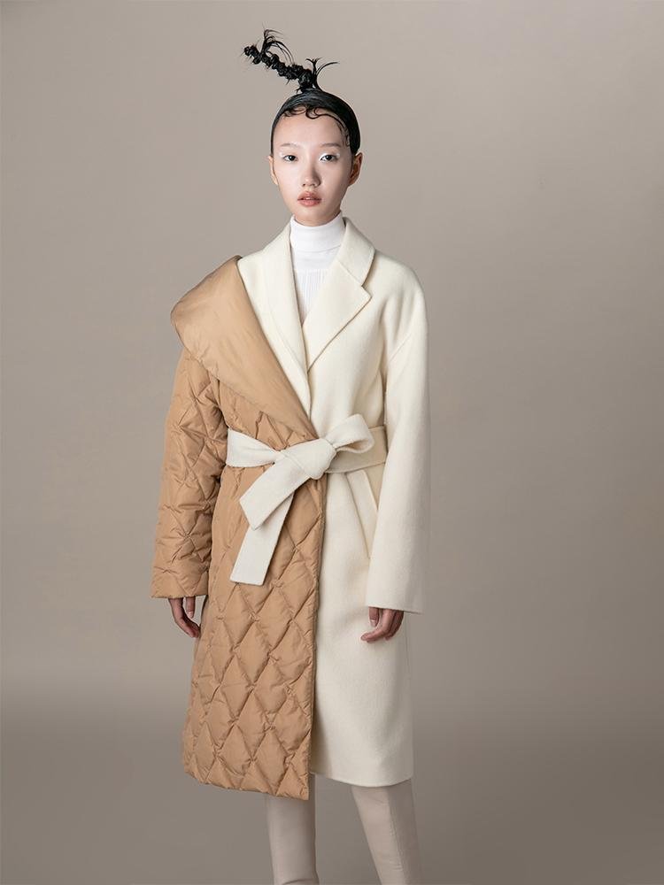 Paneled Coat With Color Block Puffer Detail - BLANCORE