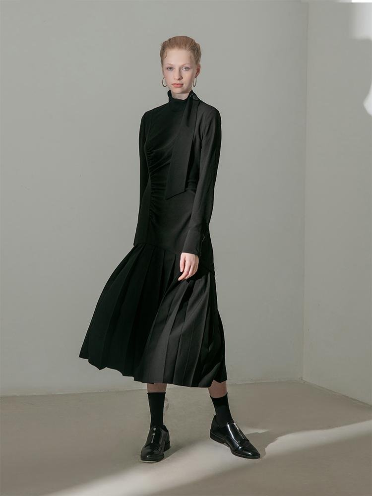 Pleated Panel Dress - BLANCORE