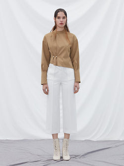 Puff Sleeve Top with Fold Detail - BLANCORE