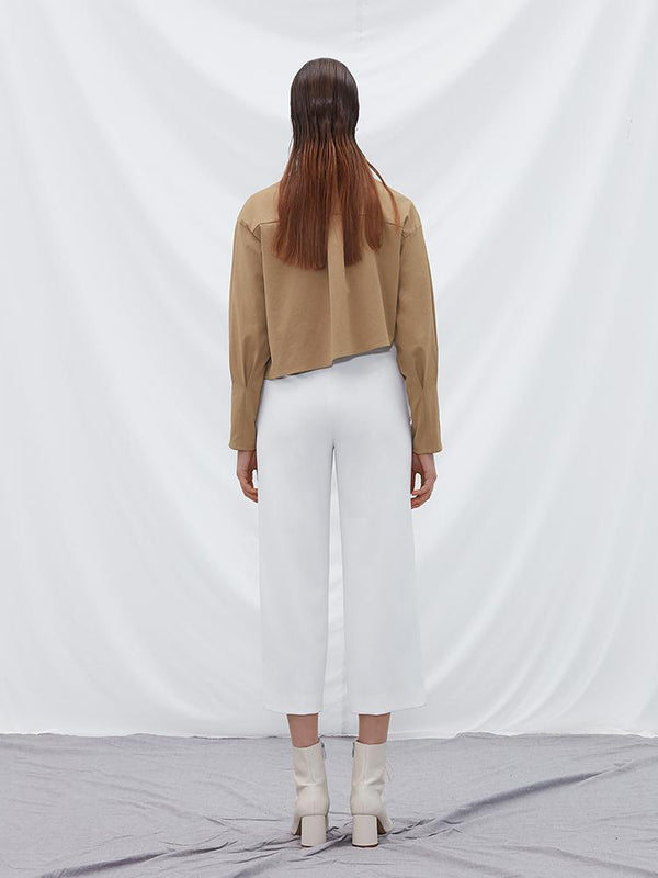 Puff Sleeve Top with Fold Detail - BLANCORE