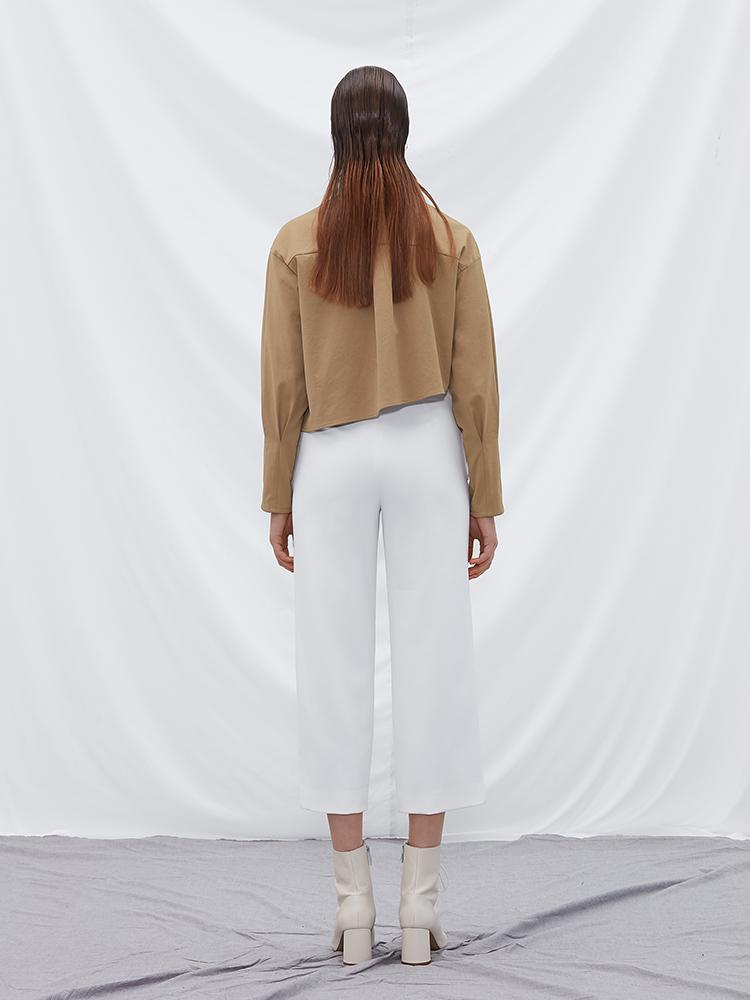 Puff Sleeve Top with Fold Detail - BLANCORE