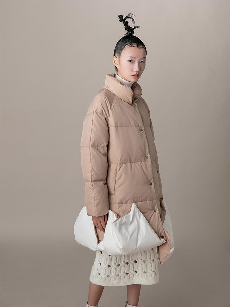 Puffer Coat With Fold Detail - BLANCORE