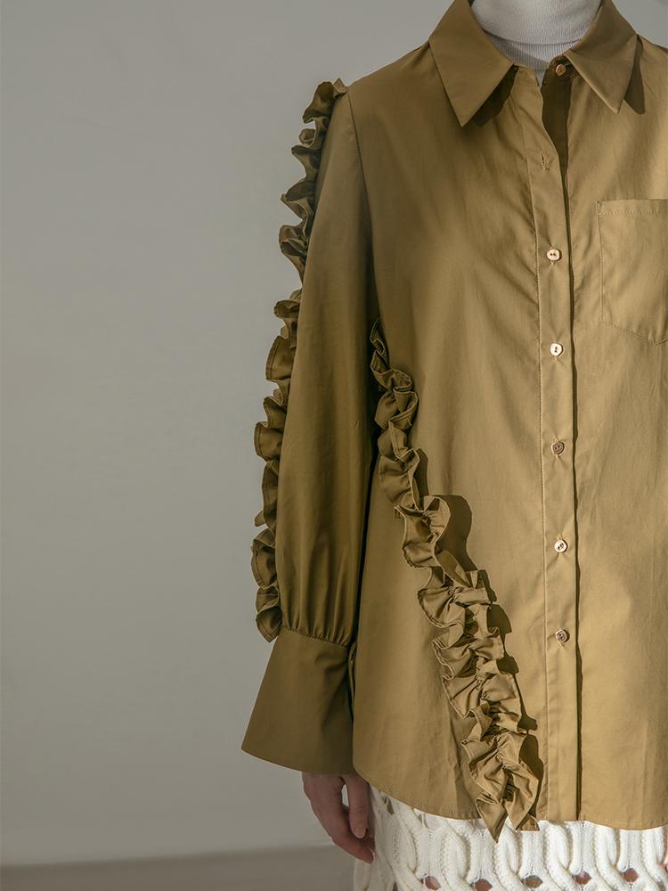 Ruffle Paneled Shirt - BLANCORE