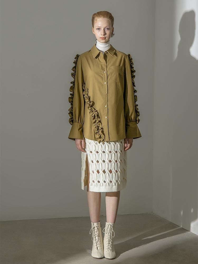 Ruffle Paneled Shirt - BLANCORE