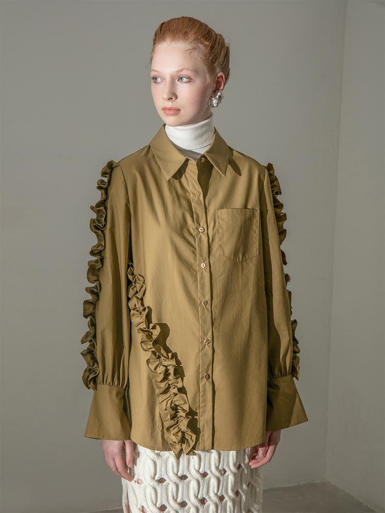 Ruffle Paneled Shirt - BLANCORE