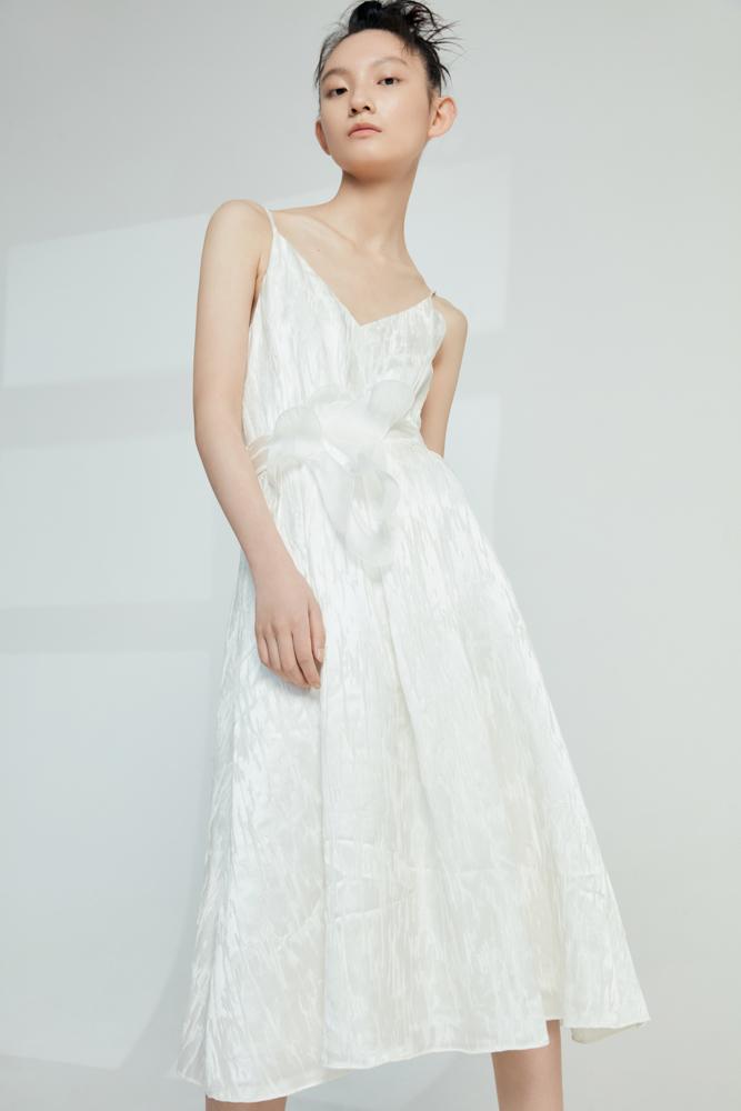 Silk Jacquard Slip Dress - BLANCORE
