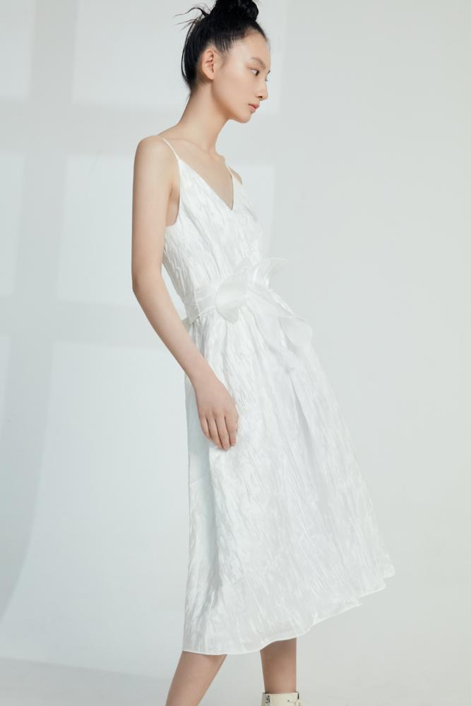 Silk Jacquard Slip Dress - BLANCORE