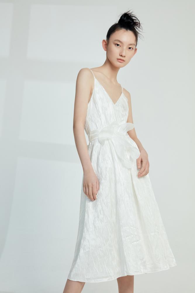 Silk Jacquard Slip Dress - BLANCORE