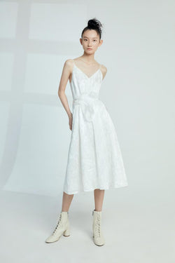 Silk Jacquard Slip Dress - BLANCORE