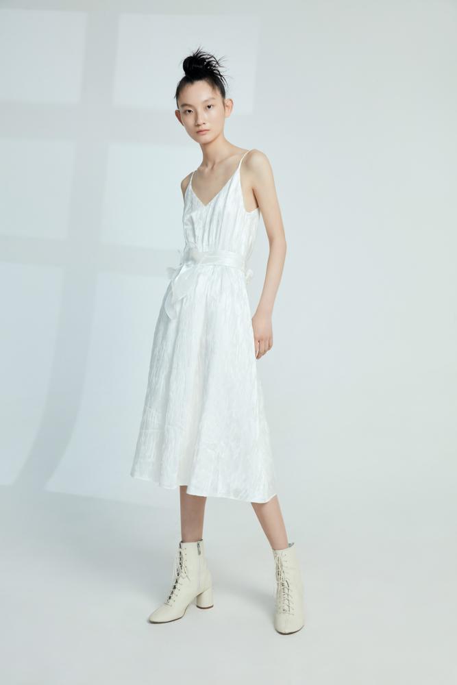 Silk Jacquard Slip Dress - BLANCORE